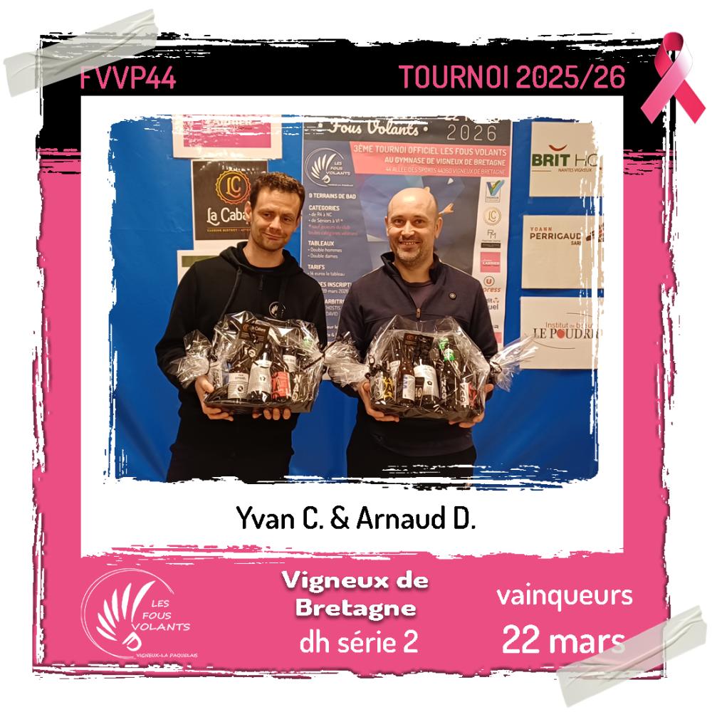 Victoire en double homme série 2 à Vigneux de Bretagne